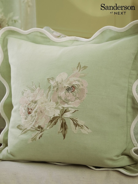 Sanderson Sage Adele Floral Embroidered Wave Cushion (E94197) | £26