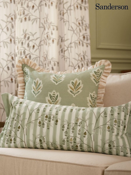 Sanderson Sage Chinese Lanterns Floral Embroidered Cushion (E94201) | £50