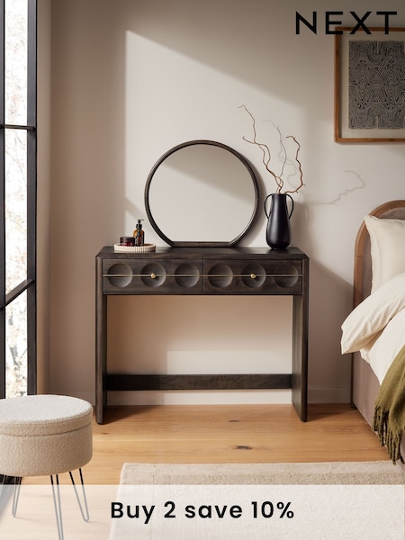 Dark Brown Eden Solid Mango Wood 2 Drawer Console Dressing Table (E94430) | £599