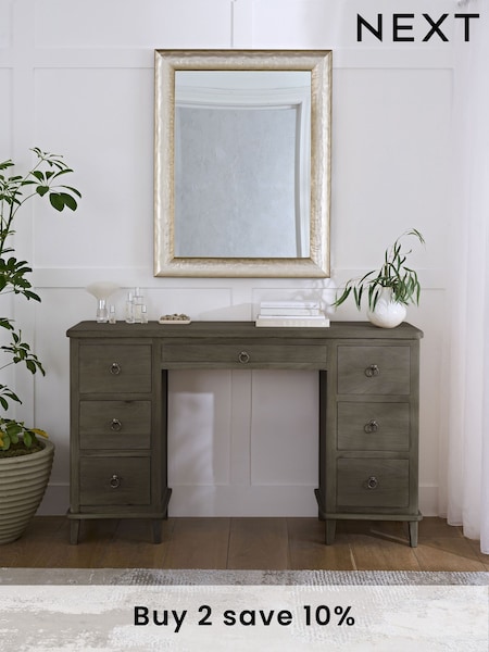 Dark Grey Sadie Solid Mango Wood 7 Drawer Console Dressing Table (E94433) | £650
