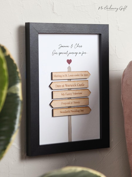 Couple's Wooden A5 Signpost Print by No Ordinary Gift (E94467) | £35