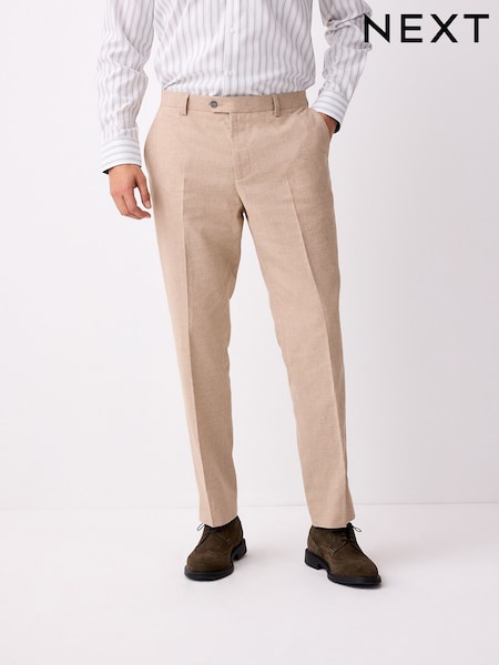 Stone Tailored Fit Linen Texture Suit Trousers (E94473) | £50