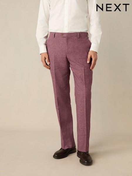 Pink Tailored Fit Linen Texture Suit Trousers (E94491) | £50