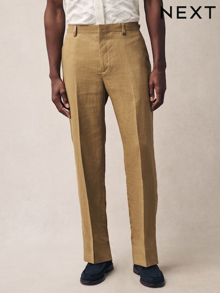 Stone Slim Fit 100% Linen Suit Trousers (E94495) | £69