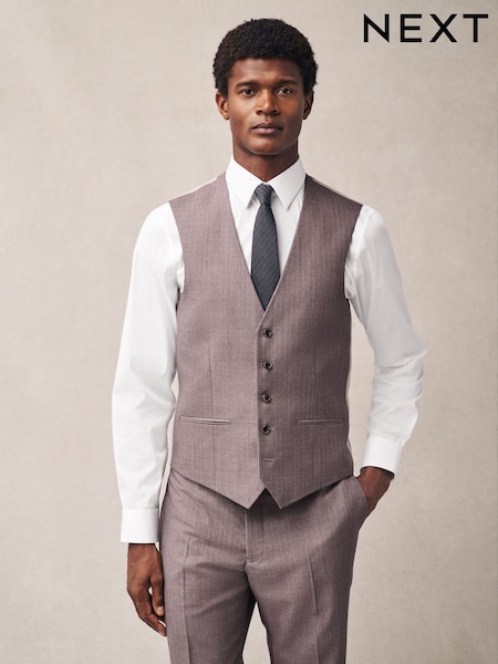 Pink Textured Suit Waistcoat (E94539) | £55