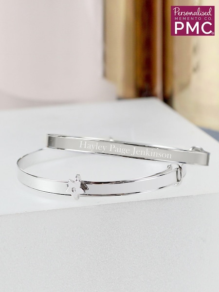 PMC Silver Personalised Sterling Childs Expanding Diamante Star Bracelet (E94573) | £48
