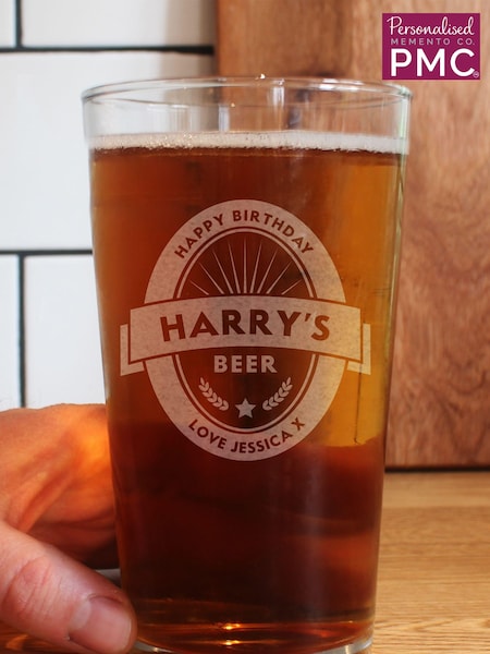 Personalised Beer Label Pint Glass by PMC (E94588) | £12