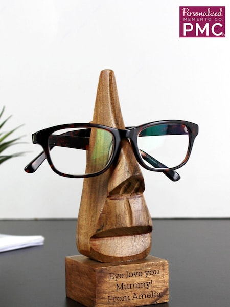 Personalised Wooden Nose Shaped Glasses Holder by PMC (E94591) | £20