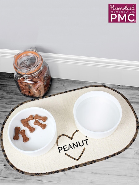 Personalised Love Heart Pet Bowl Placemat by PMC (E94597) | £18