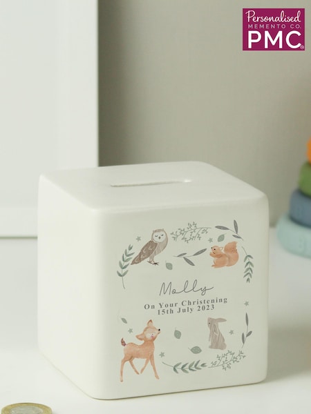 PMC Personalised Woodland Animals Ceramic Square Money White Box (E94601) | £17