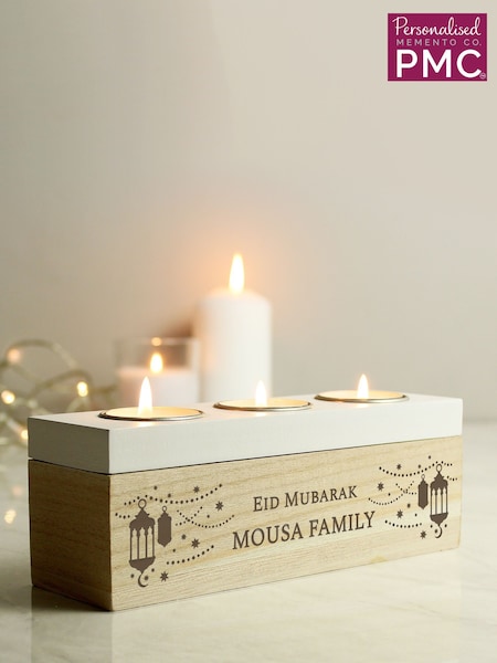Personalised Eid Triple Tea Light Holder & Storage Box by PMC (E94616) | £17