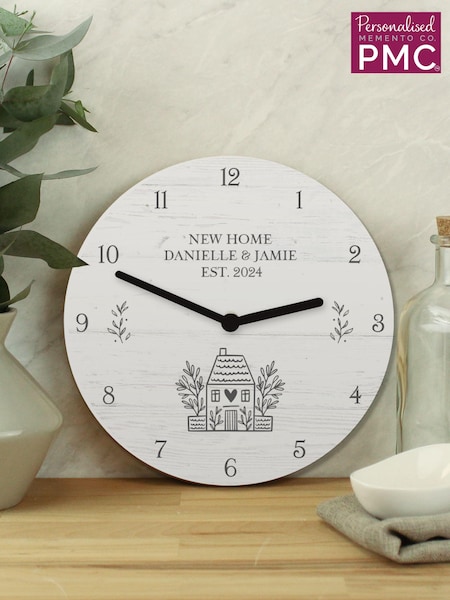 Personalised Home Sweet Home Wooden Clock by PMC (E94617) | £24