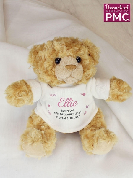Personalised Pink Name & Message Teddy Bear by PMC (E94619) | £20