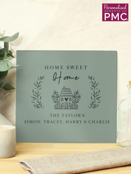 Personalised Home Sweet Home Glass Chopping Board by PMC (E94620) | £25