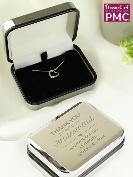 PMC Natural Personalised Bridesmaid Box and Heart Necklace (E94621) | £28
