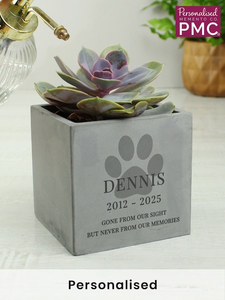 Personalised Pet Memorial Concrete Plant Pot by PMC (E94623) | £17
