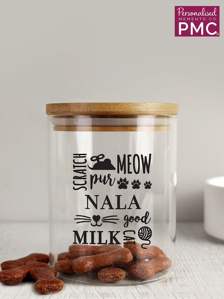 Personalised Cat Treats Glass Storage Jar by PMC (E94635) | £20