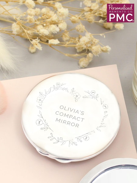 PMC Personalised Floral Round Compact Mirror (E94649) | £17
