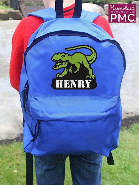 PMC Blue Personalised Dinosaur Backpack (E94668) | £20