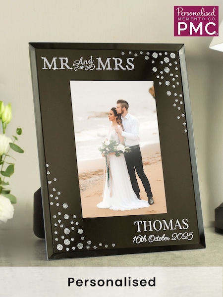 Personalised Mr and Mrs 6x4 Mirrored Photo Frame by PMC (E94672) | £20