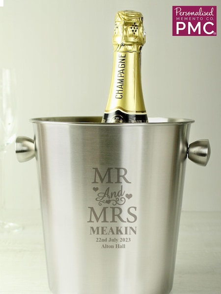 Personalised Mr & Mrs Stainless Steel Ice Bucket by PMC (E94677) | £36