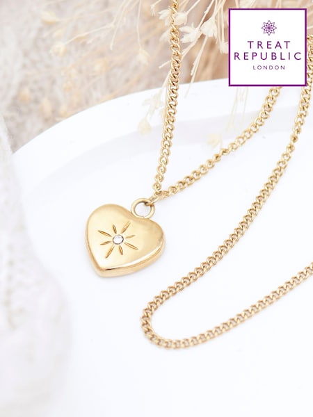 Treat Republic Gold Tone Personal Celestial Heart Pendant and Necklace (E94679) | £35