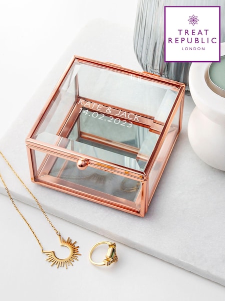 Treat Republic Gold Personalised Glass Trinket Box (E94683) | £27