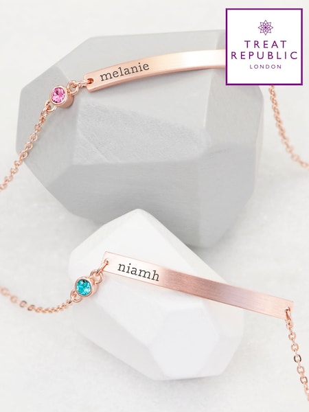 Treat Republic Personalised Birthstone Swarovski Crystal Bracelet (E94685) | £25