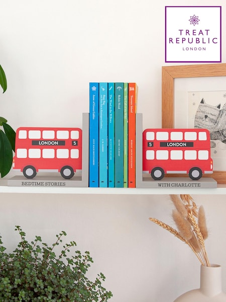 Kids Red Personalised London Bus Bookends by Treat Republic (E94691) | £25