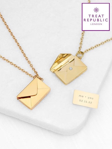 Treat Republic Tone Personalised Secret Message Envelope Necklace (E94699) | £30