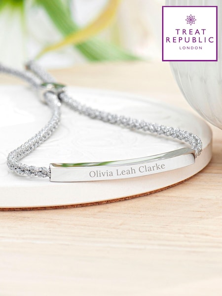 Treat Republic Silver Tone Personalised Identity Rope Bracelet (E94705) | £29
