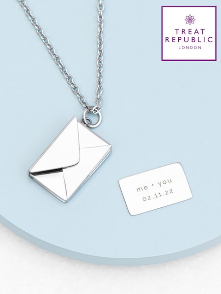 Treat Republic Tone Personalised Secret Message Envelope Necklace (E94710) | £30