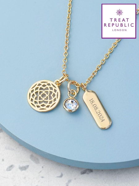 Treat Republic Tone Personalised Mandala Charms Necklace (E94712) | £30