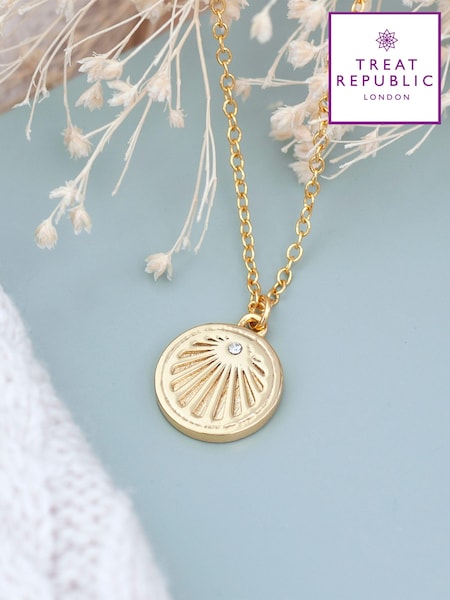 Treat Republic Gold Tone Personalised Sunburst Necklace (E94723) | £30