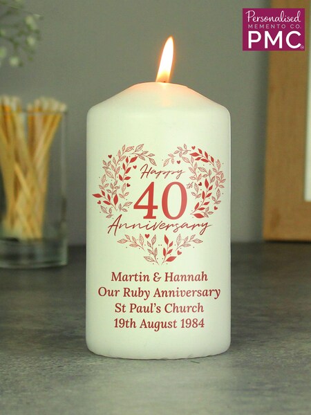 Personalised Ruby 40th Anniversary Candle by PMC (E94736) | £16