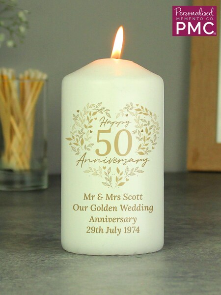 Personalised Golden 50th Anniversary Candle by PMC (E94740) | £16