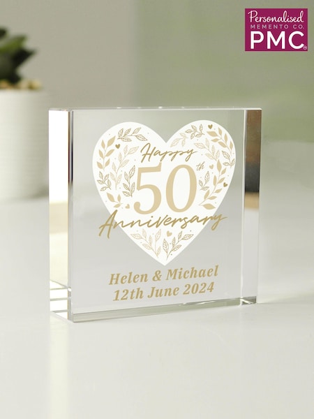 Personalised Golden 50th Anniversary Crystal Token Ornament by PMC (E94759) | £17