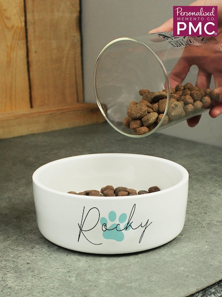 Personalised Paw Print Dog Bowl by PMC (E94765) | £22