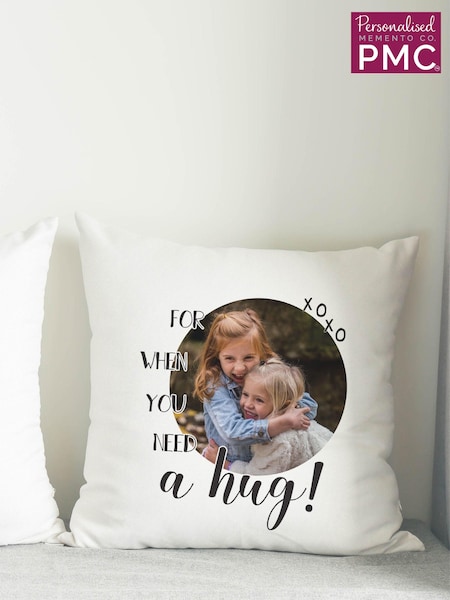 Personalised Hug Photo Upload 100% Cotton Cushion by PMC (E94775) | £24