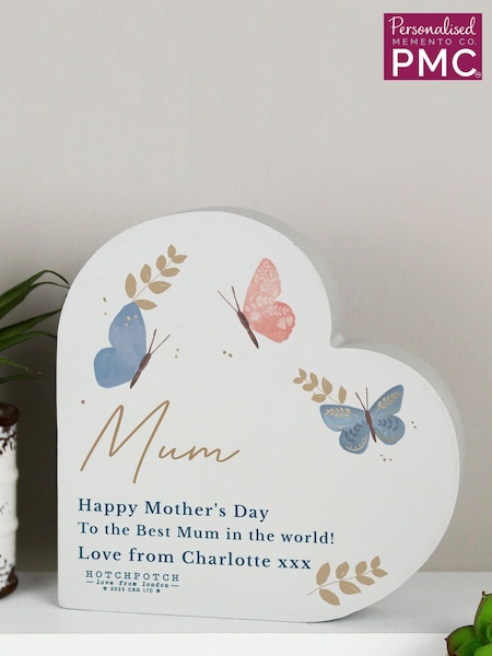 Personalised Butterfly Heart White Ornament by PMC (E94782) | £20