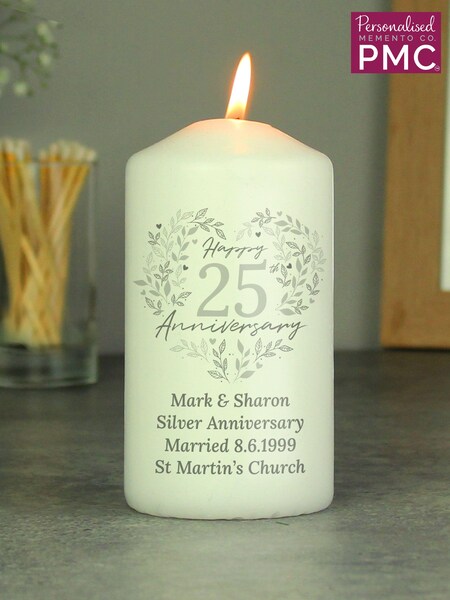 Personalised Silver 25th Anniversary Candle by PMC (E94785) | £16