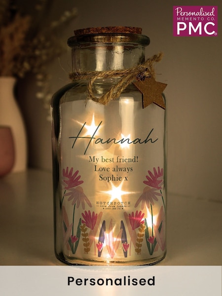 Natural Personalised Wild Flower LED Light Up Glass Jar by PMC (E94786) | £20