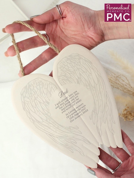 Personalised In Loving Memory Ceramic White Wings by PMC (E94791) | £17