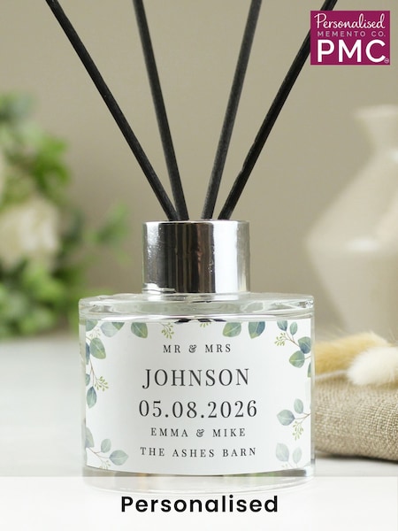 Natural Personalised Botanical Wedding Reed Diffuser by PMC (E94798) | £15