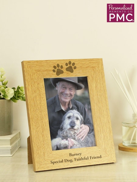 Natural Personalised Paw Print 6x4 Pet Wooden Photo Frame by PMC (E94800) | £14