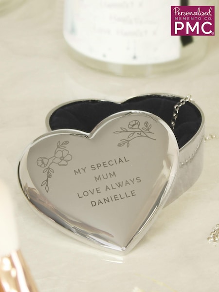 PMC Personalised Floral Heart Trinket Box (E94808) | £17