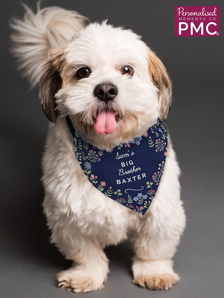 Blue Personalised Floral Dog Bandana by PMC (E94810) | £15
