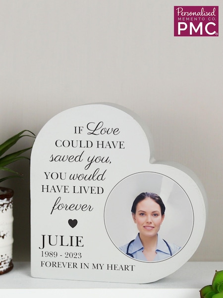 Natural Personalised Memorial Photo Upload Heart Ornament by PMC (E94821) | £20
