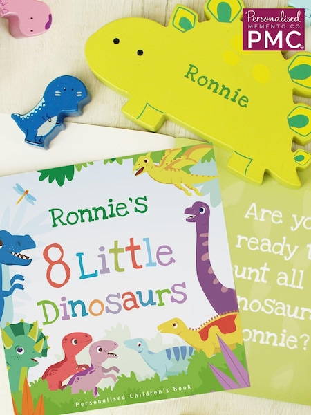 Yellow Personalised Dinosaur Book & Stacking Toy Set by PMC (E94830) | £30