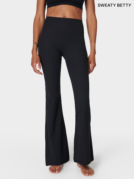 Sweaty Betty Black Glow Flex Rib Flare Trousers (E94991) | £88